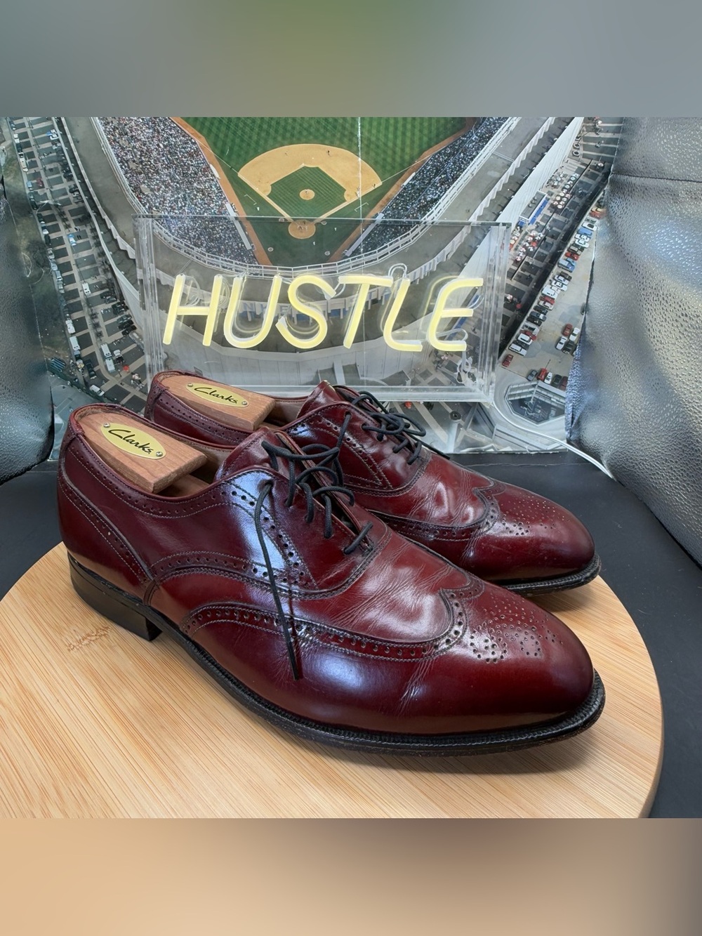 Johnston & Murphy wingtip Oxford Oxblood Red leather Men’s Sz 8